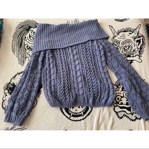 Off the shoulder super soft light blue sweater